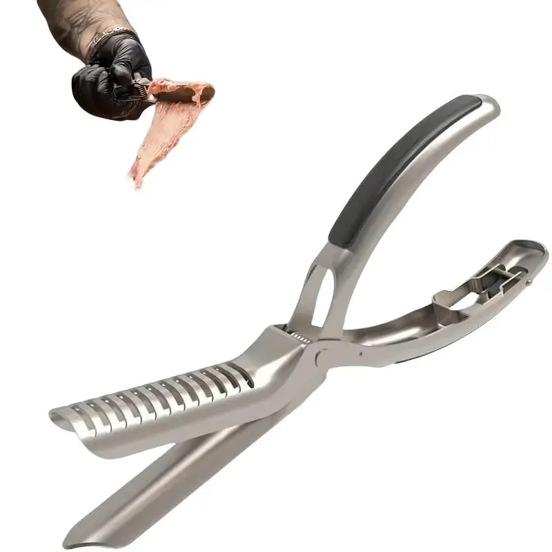 Stainless Steel Rib Membrane Remover Tool, Durable Kitchen Tool, Pig Ribs Skin Scraper with Ergonomic Handle, Kitchen BBQ Meat Trimming Clamp, Bbq Grilling Accessories