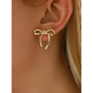 Women's Elegant Bowknot Design Stud Earrings, High Quality Earrings, Fashionable Jewelry for Women & Girls for Party, Daily Clothing Decor, Trendy All-match & Exquisite Jewelry for Birthday Gift