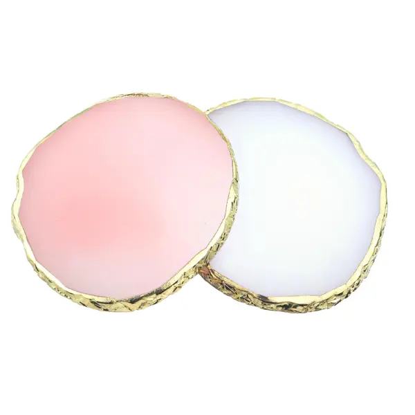 2Pcs Resin Nail Art Palette,Nail Polish Palette,Gold Edge Nails Holder Display Board,Cosmetic Mixing Tools for Nails Art(