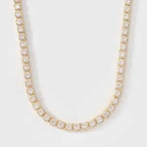 Micro Clustered Tennis Chain 14K Gold Plated - 5mm
