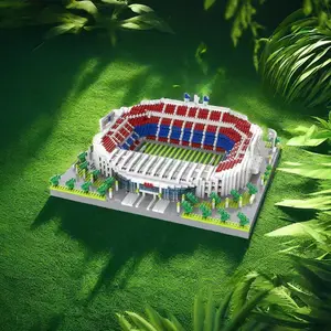 Barcelona Nou Camp Football Stadium Building Blocks Set, Unisex 3D Soccer Construction Kit, Kids Educational Toy, Collectible Model