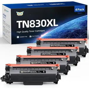 TN830XL TN830 Toner Cartridges Replacement for  TN 830XL Work with DCP-L2640DW HL-L2460DW HL-L2480DW HL-L2405W HL-L2400D MFC-L2820DW MFC-L2760DW High Yield Printer (4 Pack, Black)