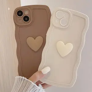 2-Pack 3D Heart Design Phone Case with Wavy Edges, Phone Accessory Compatible with iPhone 17/16/15/14/13/12/11/XR/Plus Models, Perfect Gift for Friends and Family