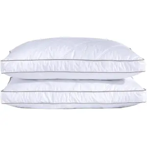 Goose Feathers and Down Pillow for Sleeping Bed Pillows, Gusseted, Queen, Set of 2