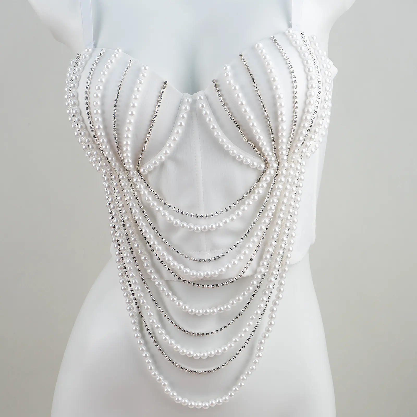 Tube Top Short Handmade Beading Rhinestone Tassel High Quality Fishbone Bra Blusas Corset Spring Summer Rave Outfits Woman Clothing Sling Wedding Party Blind Date Stage Party Shaper Ladies Crop Shirt Vest Sexy Inner Clothes Tank Tops