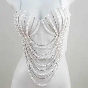 Tube Top Short Handmade Beading Rhinestone Tassel High Quality Fishbone Bra Blusas Corset Spring Summer Rave Outfits Woman Clothing Sling Wedding Party Blind Date Stage Party Shaper Ladies Crop Shirt Vest Sexy Inner Clothes Tank Tops