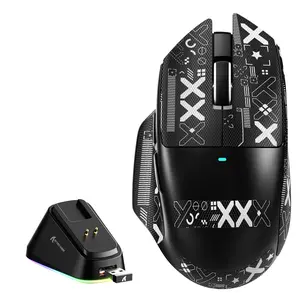ATTACK SHARK V6 65g Superlight Wireless Gaming Mouse with RGB Magnetic Charging Dock,BT/2.4GHz Wireless/Wired Mouse 1K Polling,PixArt PAW3311 Sensor,25000DPI,Office Gamer Mice for PC/Win/Mac(Black)