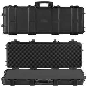 Hard Rifle Case, Lockable Rifle Case With Pre-Cut Foams, 40 In Gun Storage With Wheels, IP67 Waterproof & Dustproof Movable Large Pistol Storage For Rifles, Shotguns, Airsoft Guns, Black