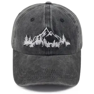 Camping Accessories Hats for Men Women, Mountain Trees Forest Decor Hat, Adjustable Embroidered Explore Outdoor Baseball Cap, Funny Hiking Gifts for Skier Hiker Camper Climber Nature Lover