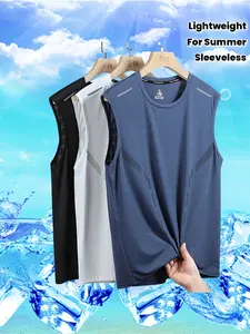 3-pack summer lightweight breathable sleeveless tops for men—casual athletic crewneck tank tops made from high-stretch polyester–spandex blends, solid colors, minimalist design