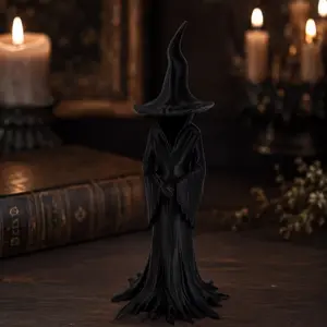 Dark Aesthetic 3D Printed Witch Figurine, Spooky Eco-Friendly PLA Crone Statue with Unique Texture, Hardcore Gothic Desktop Ornament, Eerie Halloween Decor Gift for Horror Fans