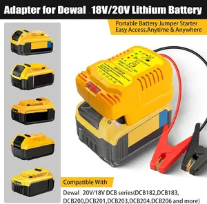 ump Starter Adapter for DeWalt 20V/60V Li-ion Battery Powered with Jumper Cable Clamps Portable Car Battery Charger Jump Starter(Battery Not Included)
