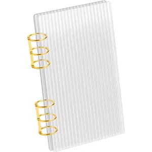 A6 Binder Clear  Binder 6-Ring Budget Binders Thick Stripe A6 Planner Binders with  Metal Round Ring for Student Refillable Travel Office Supplies