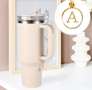 Silver black Letter Charm Accessories for Cup