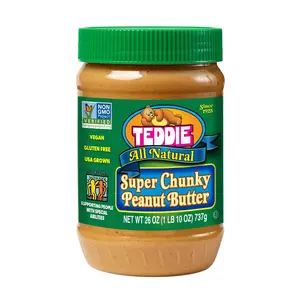 Teddie All Natural Peanut Butter, Chunky, Gluten Free & Vegan (26 Ounce (Pack of 6))