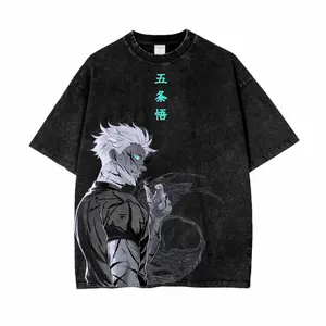 Satoru Gojo Shirt, Jujutsu Kaisen Harajuku Street Wear Anime Hoodie, Anime Dark Aesthetic Wash Tee, Japan Clothing Casual Daily Wear Sweater, Gift for fan, Gift for him and her