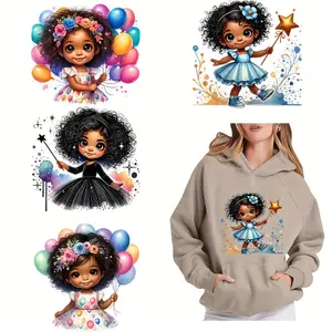 6-Pack Floral Iron-On Transfers - Fantasy Cartoon Patterns of Stars, Balloons, and Flowers, Washable Vinyl Heat Press Stickers for DIY Flower Decor T-shirts, Masks, Jeans, Backpacks (Assorted Colors)