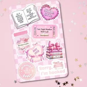 Cute Bookish Girlie Pink Checkered Holographic Cardstock Clear Case Insert for Kindle | Dark Romance Book Lover Gift | Bookish Stickers for Kindle | Gothic Kindle Decorating Accessories | Booktok Smartphone Aesthetic Cover