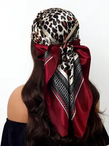 Women's Fashion Leopard Print Square Scarf, Casual Soft Shawl, Soft Comfortable Headscarf for All Seasons, Vintage Versatile Accessory, Casual Bandana