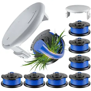 10 Pcs AC14RL3A Replacement Weed Wacker String for Ryobi One+, 0.065'' String Trimmer Refill and AC14HCA Cover Cap Compatible with Ryobi 18v, 24v, and 40v Cordless Trimmers (8 Spools+2 Caps)