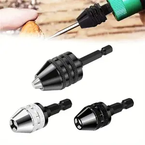 3 Packs 1/4 Inch Hex Shank Keyless Drill Chuck Quick Change Adapter Converter for Impact Drills Bits, Accessories