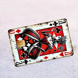 "Vintage Queen of Hearts with Playing Card Design"Credit Card Sticker Used for EBT, Transportation, Keys, Credit Cards, Debit Cards, Card Skins, Protect Bank Cards, No Bubbles, High Quality, Suitable for Small Chip Cards