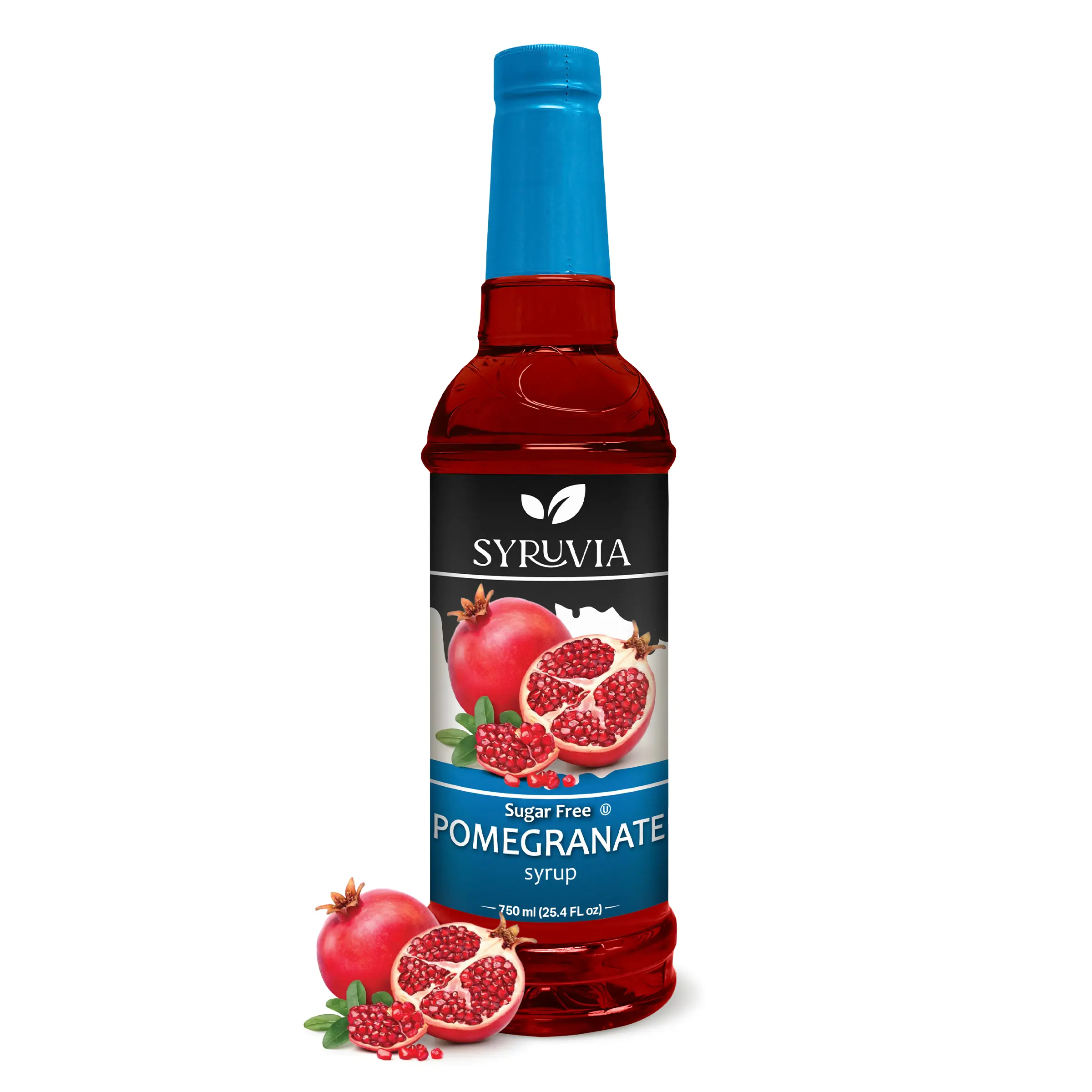 Syruvia Pomegranate Sugar-Free Syrup - 0 Calorie, Premium Flavoring for Tea, Italian Sodas, Desserts, Cocktails & Mocktails - Gluten Free - 25.4 fl oz