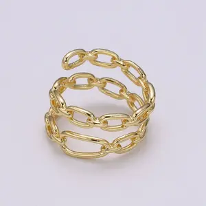 14k Gold Filled Chain Ring, Gold Stacking Ring, Thick Chain
