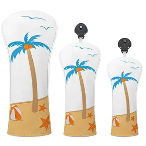 Tropical Coconut Tree Pattern Golf Club Head Cover, Durable Protective Accessory for Beach Golfers, Ideal for Daily Practice & Vacations