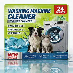 Eco-Friendly   Cleaner Tablets 24 Pack Removes Pet Hair Odors Grime Deep Cleaning for Front Top Load Washers Household Essentials   active washing machine durable protection