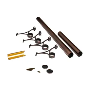 Outwater 12' Bar Foot Rail Kit - Complete Undercounter Mount Hardware and Tubing, Antique Copper Finish
