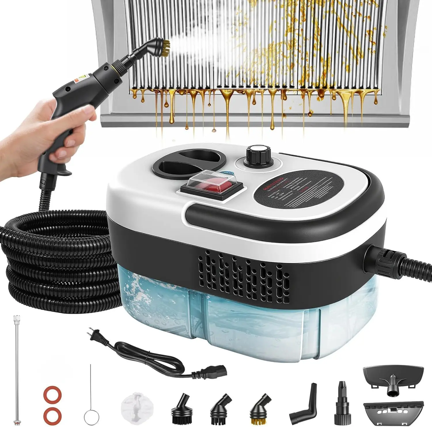 Steam Cleaner, Portable Pressurized Steamer for Cleaning with 9pcs Accessories, Multi-level adjustment,15s Heat-Up, Handheld Steam Cleaner for Home, Tile, Dirt, Grout, Grease, Car Detailing