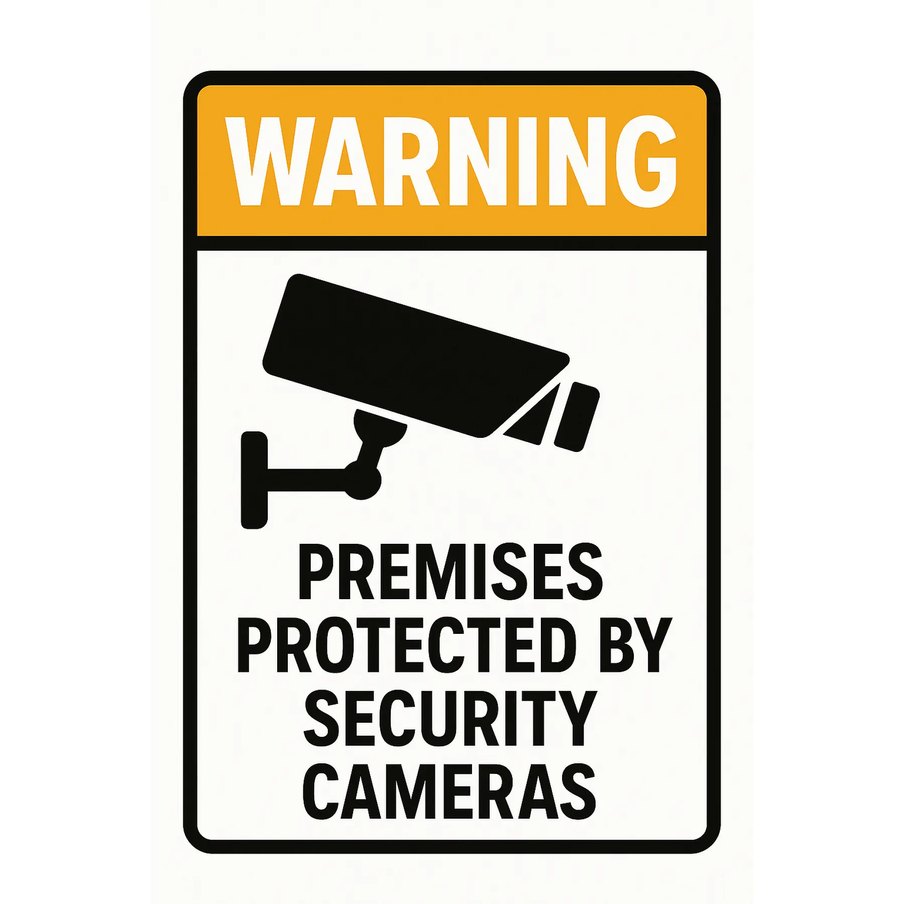 Warning Sign - Premises Protected by Security Cameras - Yellow and White Design - Ideal for Home and Office Security