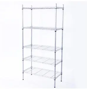 XM-304B Rectangle Carbon Steel Metal Assembly 5-Shelf Storage Rack Silver Gray Bookcase Shelf US Warehouse In Stock Organiser Adjustable