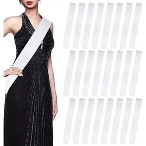 25Pcs White Sashes Blank Satin Sublimation Sash for Pageants to Decorate Plain 2026 Senior Graduation Birthday Sash for Women Homecoming