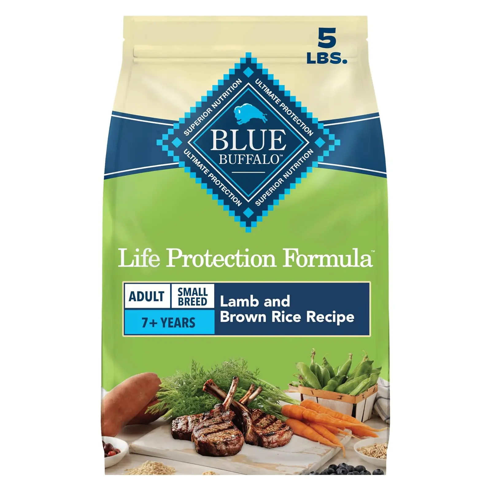 Blue Buffalo Life Protection Formula Lamb Small Breed Dry Dog Food, 5 lb Real Lamb Ingredient, Antioxidant-Rich LifeSource Bits, Supports Higher Energy Needs, Formulated for Small Breed Dogs