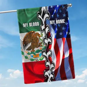 Mexico Flags, My Home My Blood Flags - House Flag, Decorations For Home, Outside - Mexican Decor, Hispanic Heritage Month Decorations Flags, Double Sided, Heavy Duty Canvas Flag Indoor Outdoor