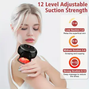 USB Charging Electric Cupping Machine Sand Scraper, 12 Levels of Temperature And Suction Smart Vacuum for Neck, Shoulder And Back, Suction Cup. Suitable for Home Use And Self-care.
