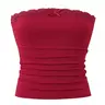 Women's Contrast Lace Bow Decor Crop Strapless Tube Top Fabric, Sweet Fashion Y2K Top Fit for Daily Outdoor Wear, Ladies Clothes for Summer, Sleeveless Knitted Tank