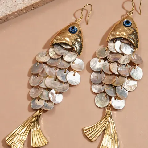 Cute Fish Shape Dangle Earrings for Women, Boho Style, Casual Trendy Jewelry for Daily Wear and Parties, Perfect Gift for Friends and Sisters, Statement Earrings, Beachy Earrings, Dangly Earrings