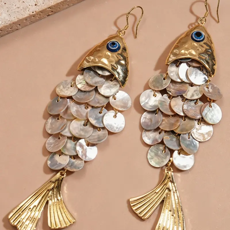 Cute Fish Shape Dangle Earrings for Women, Boho Style, Casual Trendy Jewelry for Daily Wear and Parties, Perfect Gift for Friends and Sisters, Statement Earrings, Beachy Earrings, Dangly Earrings