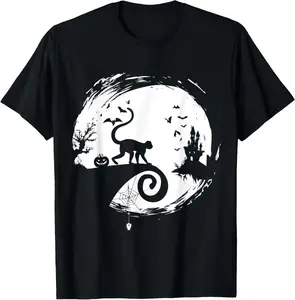 100% cotton Unisex Spider Monkey Halloween Costume Moon Silhouette Creepy T-Shirt