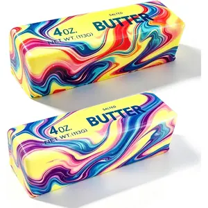 2 Packs Slow Rising Butter Squishy, Dumpling Squishies Butter Squeeze Toys Pack Sensory Stress Relief Soft & Stretchy Fidget Toy for Party Favors Squishy Butter