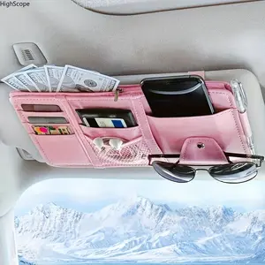 Zippered Car Sun Visor Storage Pouch, Multi-Pocket Sunglasses Holder, Fits Car SUV Truck Interior