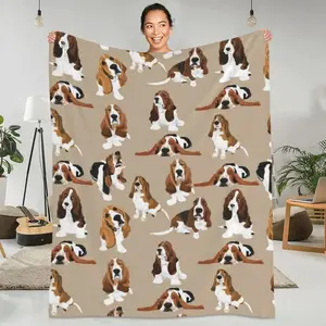 Basset Hound Super Warm Blanket Brown Dog Animal Camping Throw Blanket Winter Colorful Design Flannel Bedspread Sofa Bed Cover  Applies to Super soft  decorative sofa/sofa/bedroom