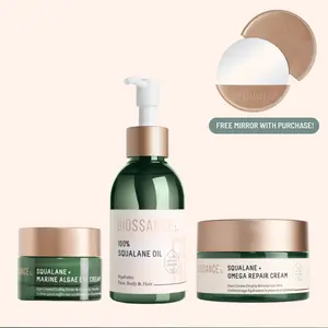 Biossance Eczema Relief Skincare Essentials – Omega Repair Cream + 100% Squalane Oil + Algae Eye Cream – Barrier Repair, Deep Hydration & Soothing Care for Dry, Sensitive Skin