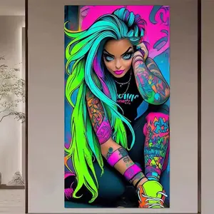 1 set of DIY diamond painting kit, 5D diamond art kit, DIY decoration, colorful tattoos, multicolor hair, sneakers, full round drill diamond painting kit, mosaic, diamond art, DIY home decoration, Rhinestone Painting, suitable for Christmas.