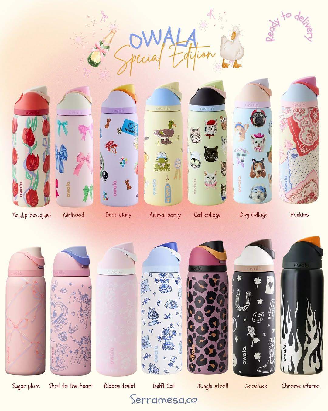 Owala 32 oz - Multiple color pattern options, large-capacity new insulated cup water bottle, portable straw water bottle.