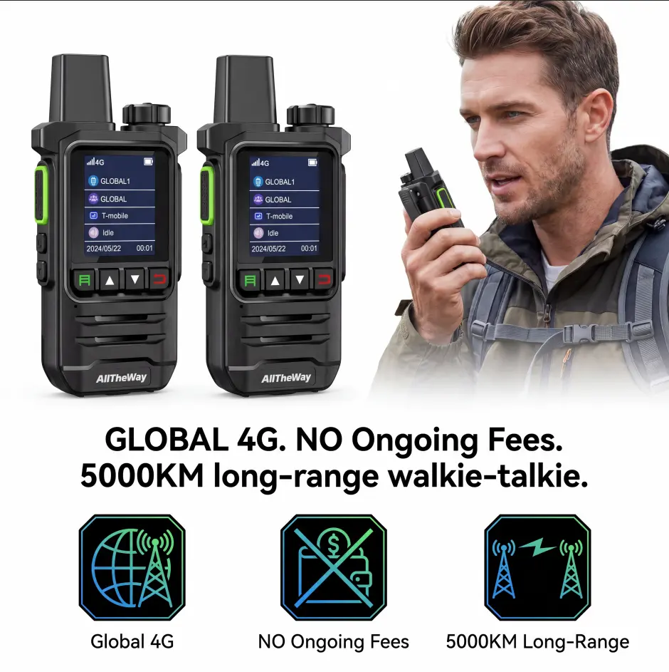 K6 2PCS  POC  Walkie Talkie Long Range  with 2 SIM - No Monthly Fees HD Loud Audio Massive 4000mAh Battery digital radio #DealsForYouDays transceiver walky talky fun receiver app Dual Band Portable Ham Radio Transceiver rechargeable Charging Adjustable