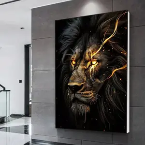 Black and Golden Lion Poster Printed Painting Wall Art Print Picture Home Decor Border  Decoration retro home decor